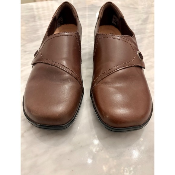 Clarks Women Brown Leather Slip On Loafer Shoes Comfort Cushion Size 11 - Picture 4 of 11